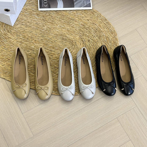 Damen Ballerinas mit modischem Schleifen-Detail und hochwertiger Lederoberfläche EB
