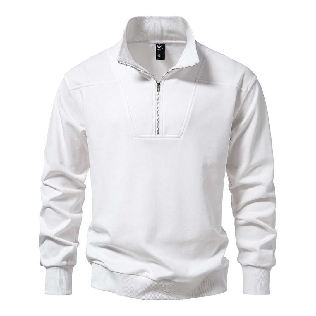 Herren modischer Sweatpullover mit stylischem Stehkragen und praktischem 1/4 Reißverschluss EB