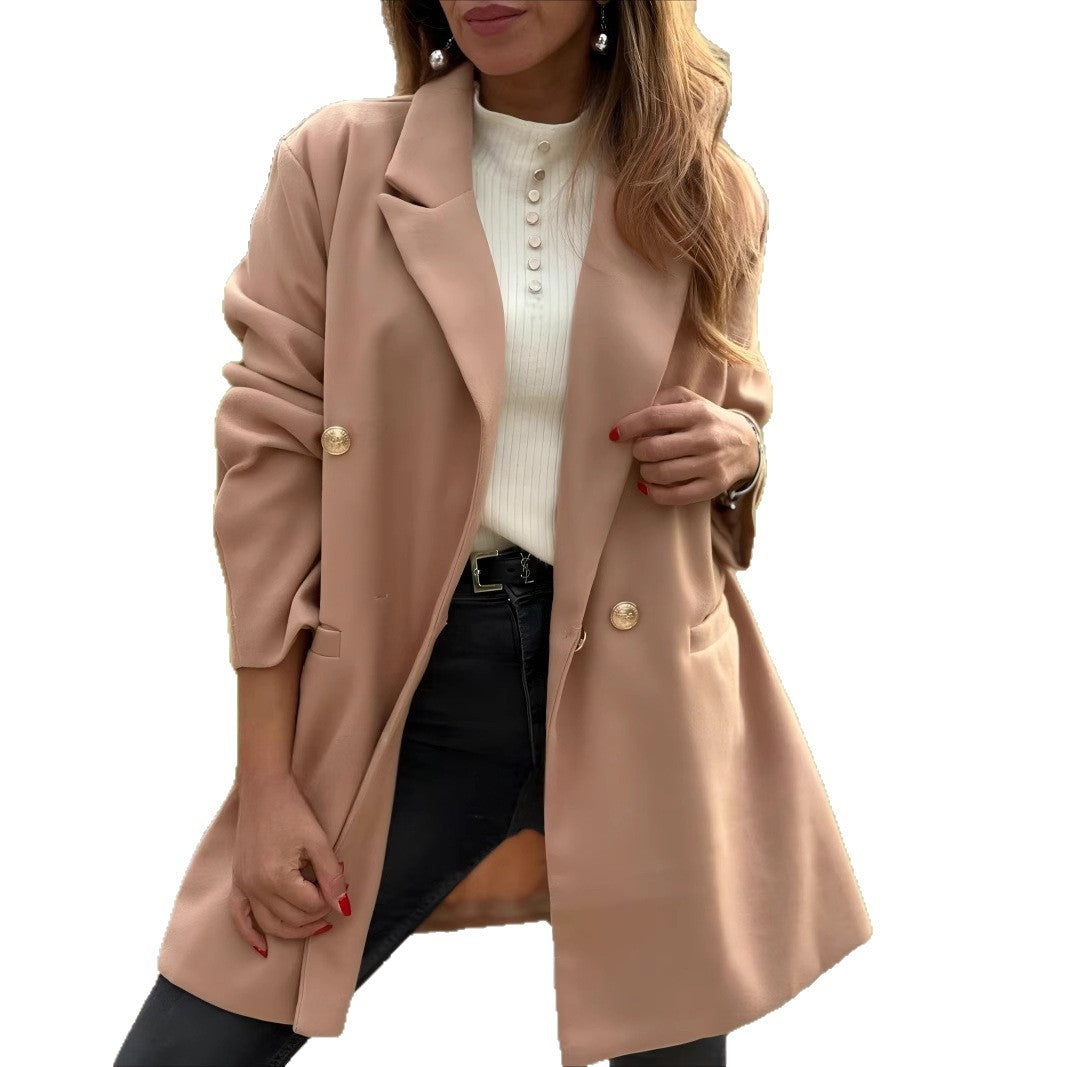 Damen Eleganter Langblazer mit herausragenden Knöpfen EB