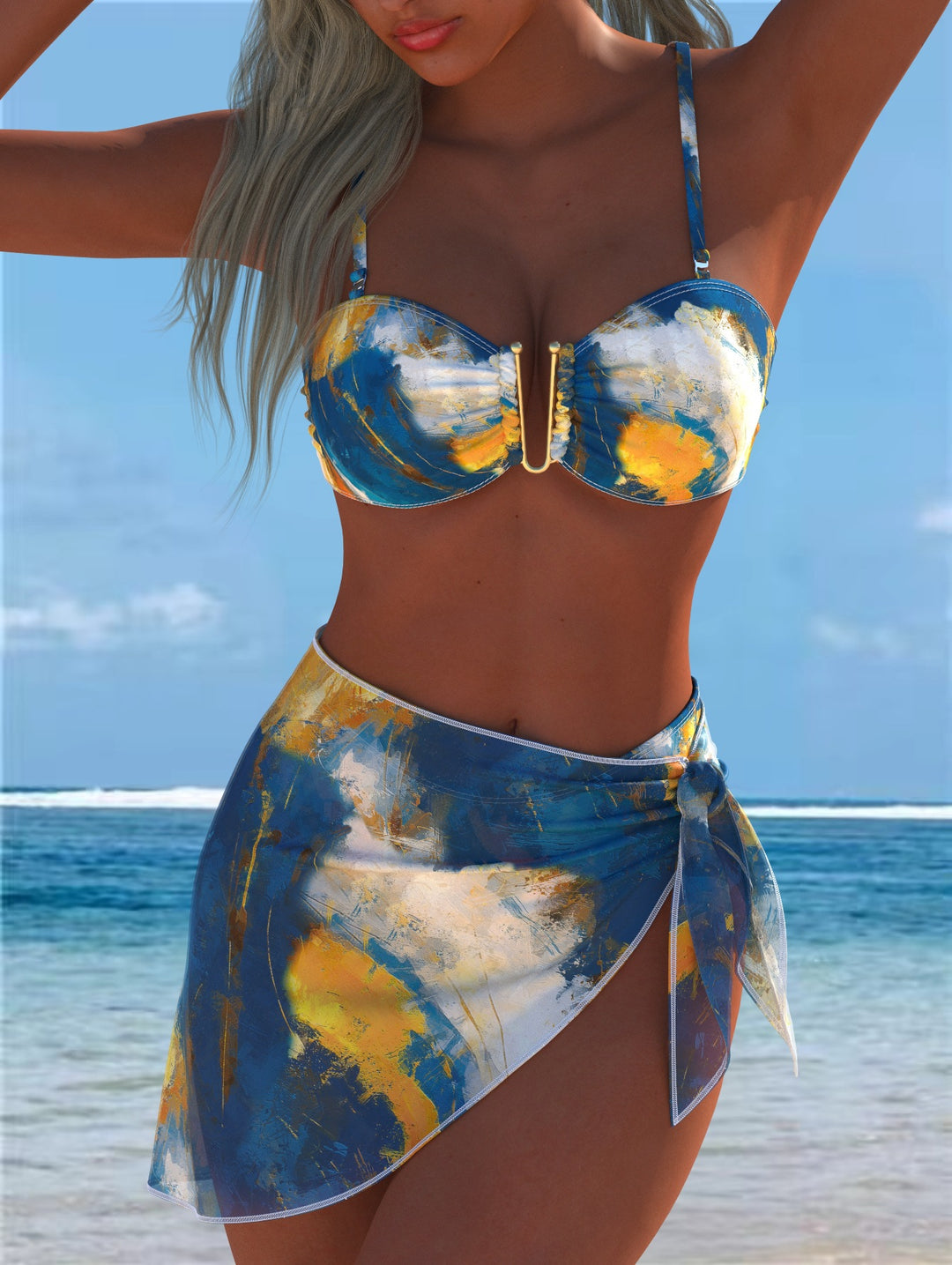Damen Bikini-Set mit elegantem Balconette-Oberteil und modischem Wickelrock EB