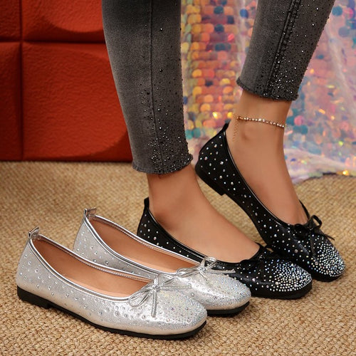 Damen Ballerinas mit funkelnden Strass-Applikationen EB