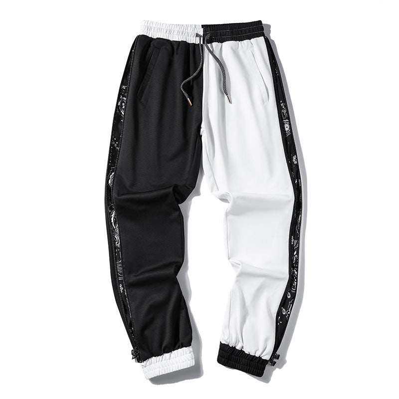 Herren Locker geschnittene Streetstyle Jogginghose mit Bandana‑Seiteneinsatz und elastischem Saum EB