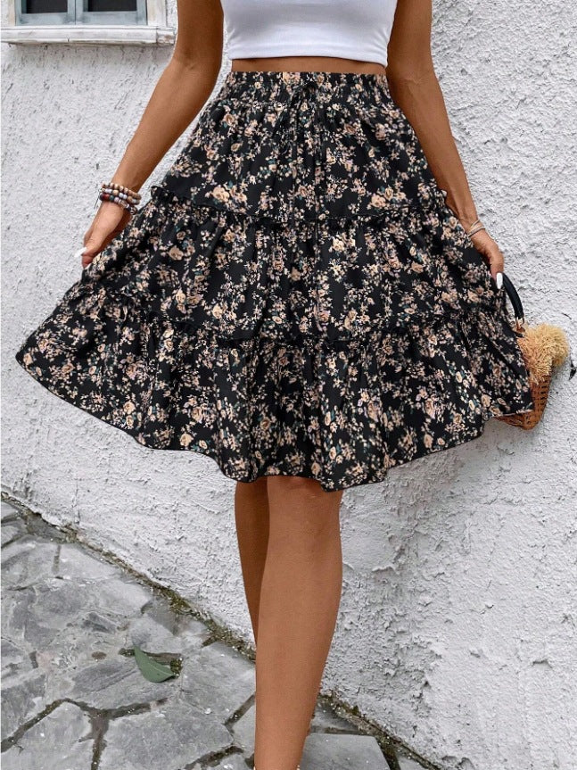 Damen Sommerrock mit charmanten Volantdetails und floralem Muster EB