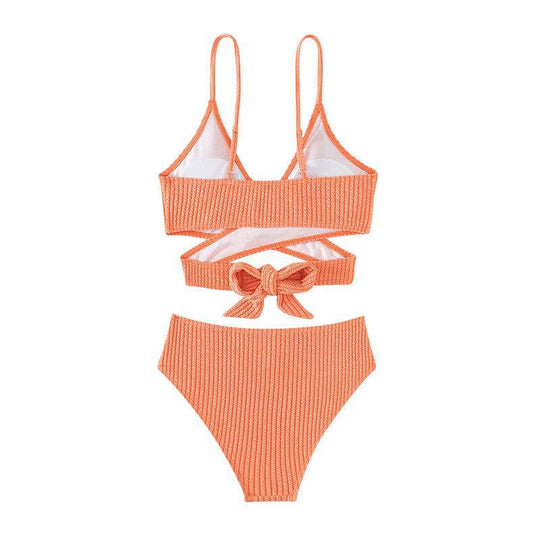 Damen Hochtailliertes Bikini-Set mit raffiniertem Wickeldesign EB