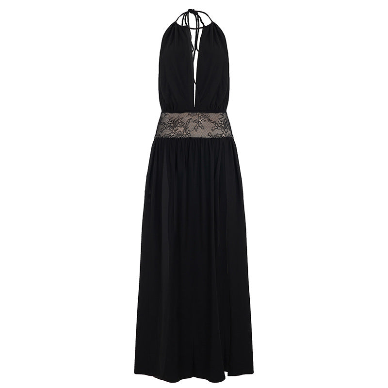 Damen Elegantes Maxikleid mit Spitzenakzenten EB