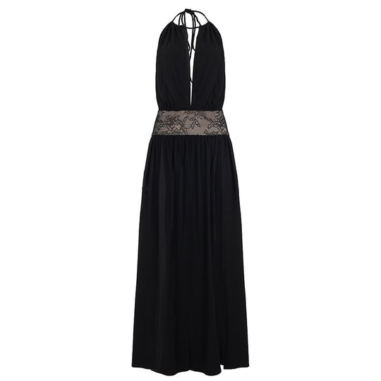 Damen Elegantes Maxikleid mit Spitzenakzenten EB