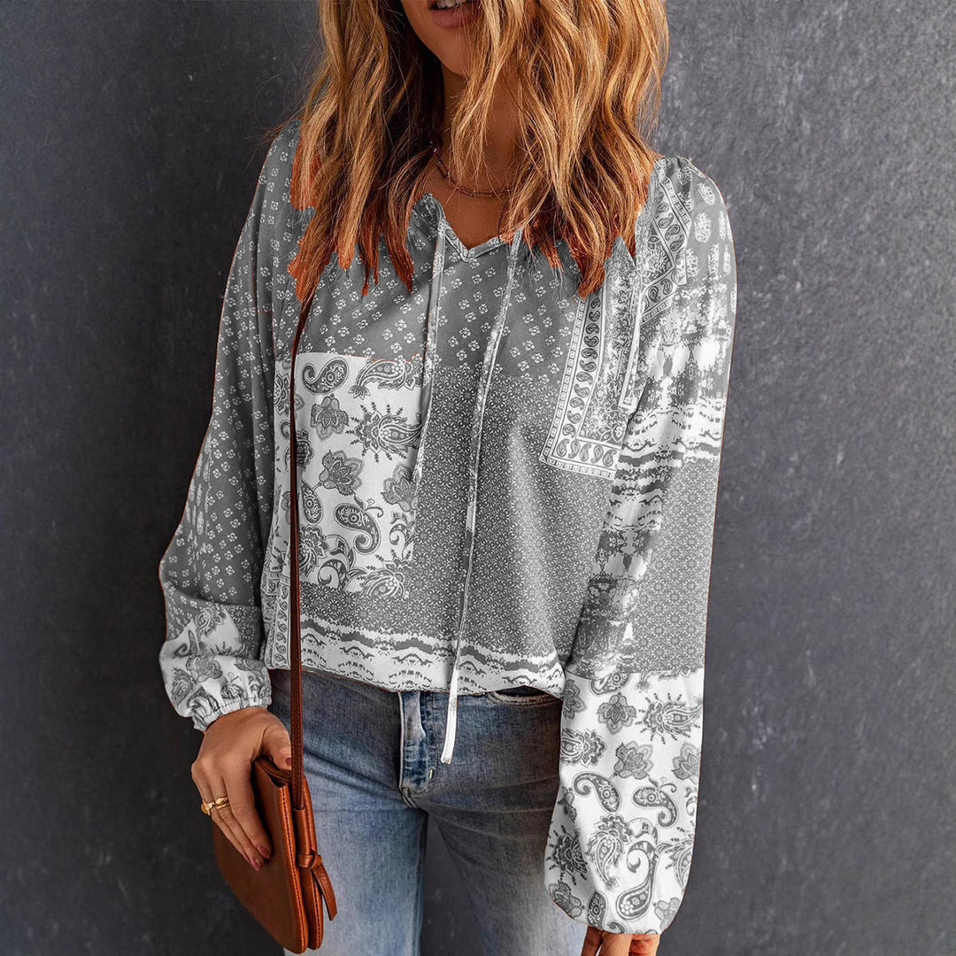 Damen lässiger Kapuzenpullover mit trendigem Paisleymuster EB