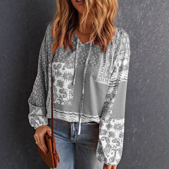 Damen lässiger Kapuzenpullover mit trendigem Paisleymuster EB