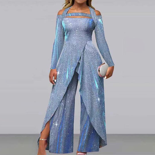 Damen Glamouröses Funktionsjumpsuit mit schimmerndem Effekt und elegantem Design EB