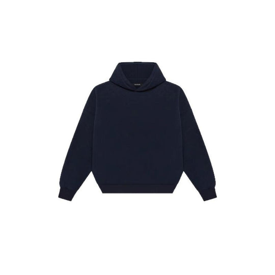 Unisex minimalistischer Kapuzenpullover ohne Kängurutasche mit überschnittener Schulter und geripptem Saum EB
