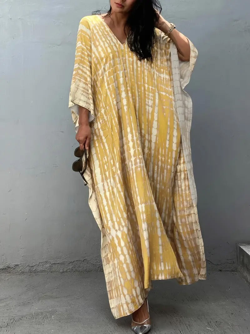 Damen Kaftan Kleid mit elegantem V-Ausschnitt und weitem Schnitt EB