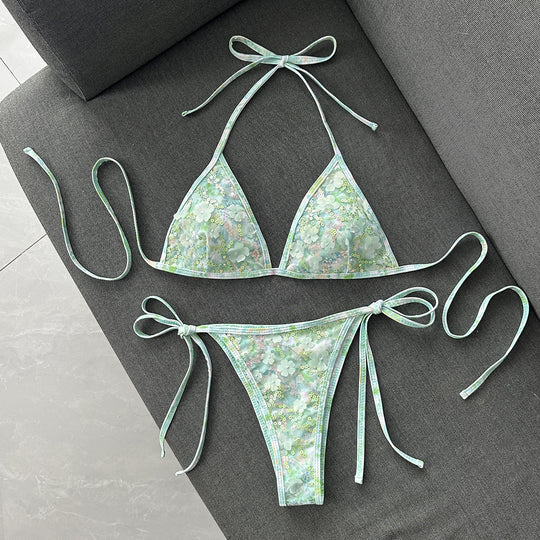 Damen Triangel-Bikini mit luxuriöser Stickerei EB