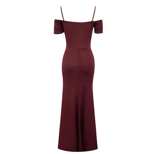 Damen Maxikleid mit schicker Raffung und sexy Schlitz EB