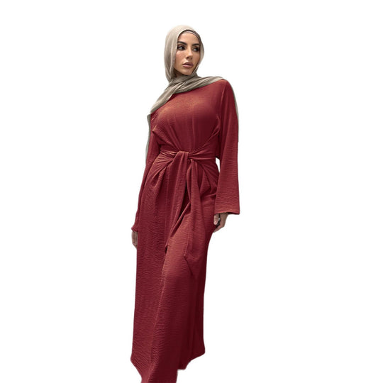 Damen Modisches Maxikleid aus fließendem Stoff mit weiten Ärmeln EB