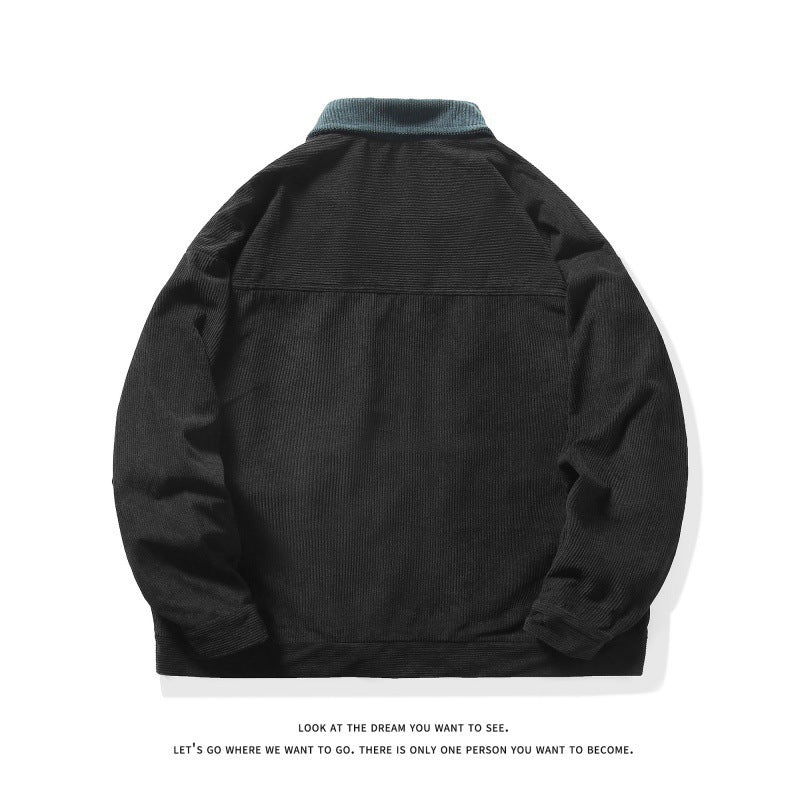 Herren nan gefütterte Cordjacke mit Kontrastkragen und Frontreißverschluss EB