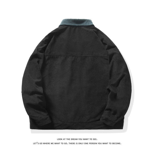 Herren nan gefütterte Cordjacke mit Kontrastkragen und Frontreißverschluss EB