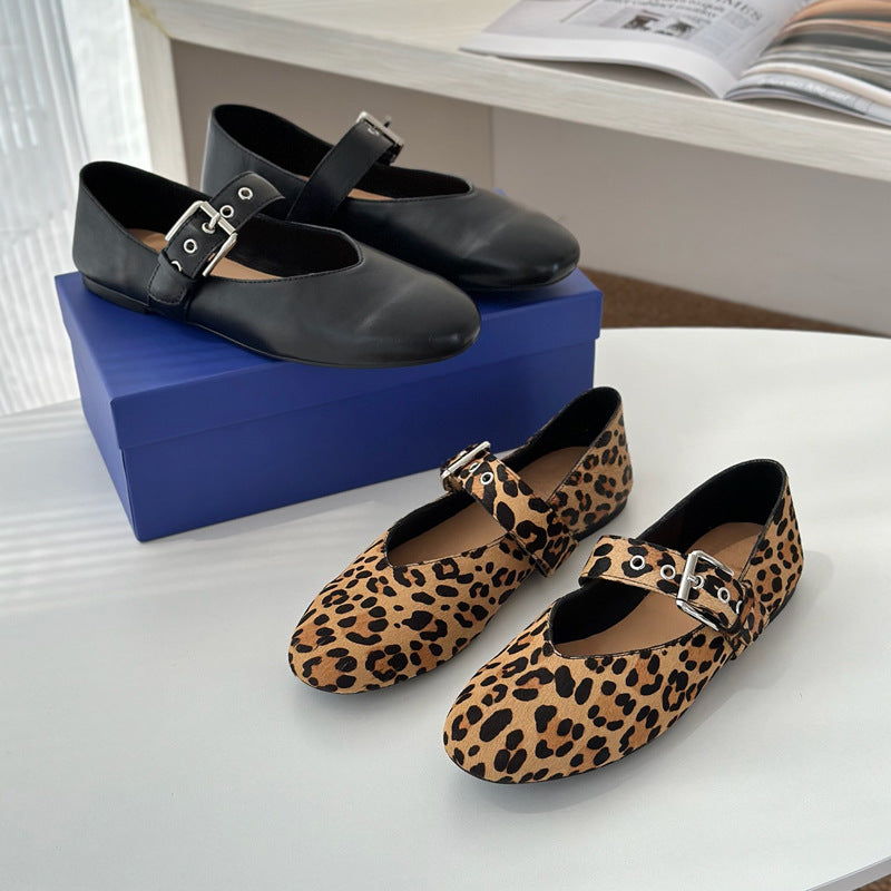 Damen elegante Ballerinas mit modischem Schnallen-Detail EB