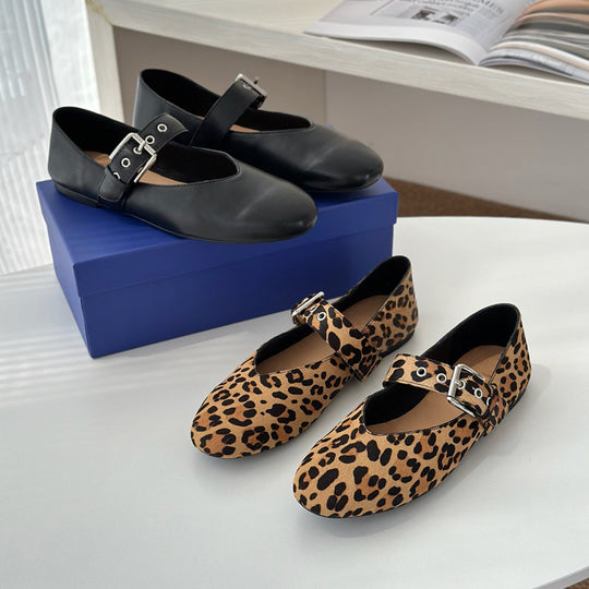 Damen elegante Ballerinas mit modischem Schnallen-Detail EB