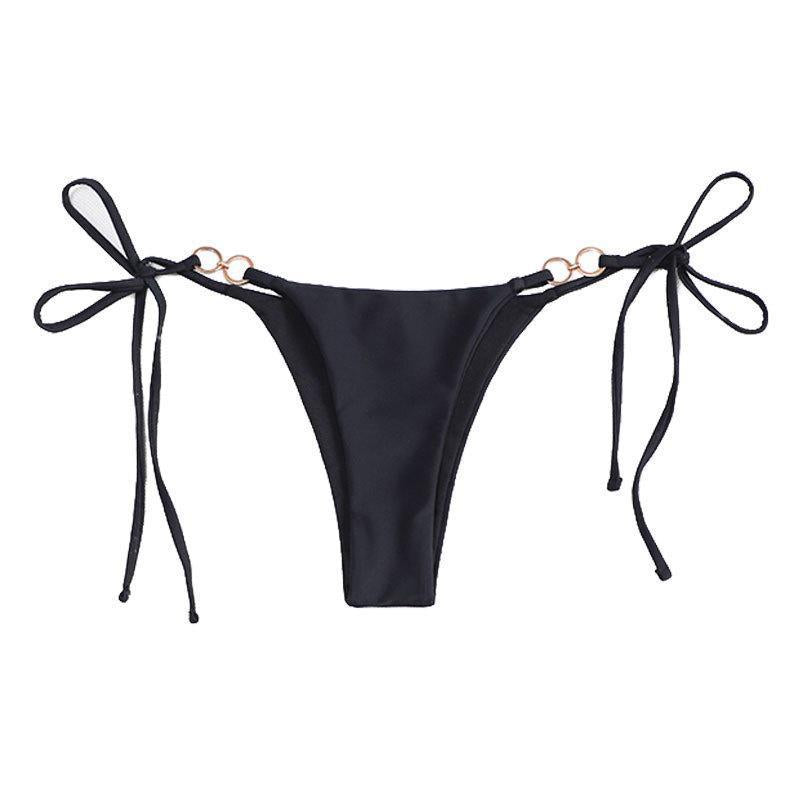 Damen Bikini-Unterteil mit verstellbaren Bindebändern und eleganten Metallringen EB