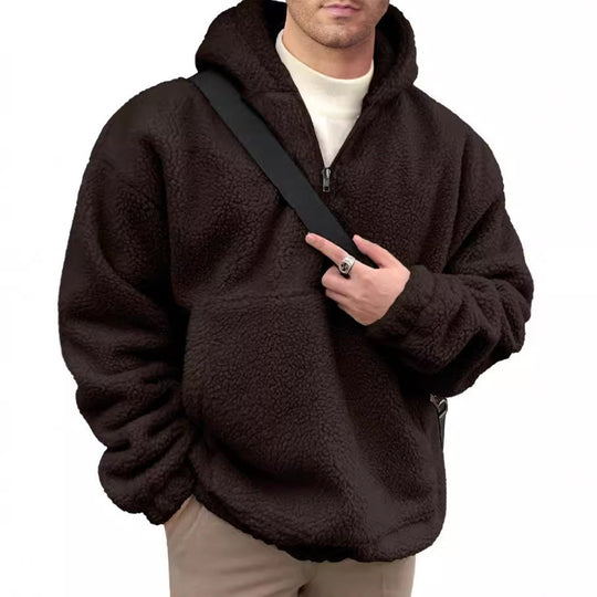 Herren kuscheliger Fleece-Pullover mit halbem Reißverschluss EB