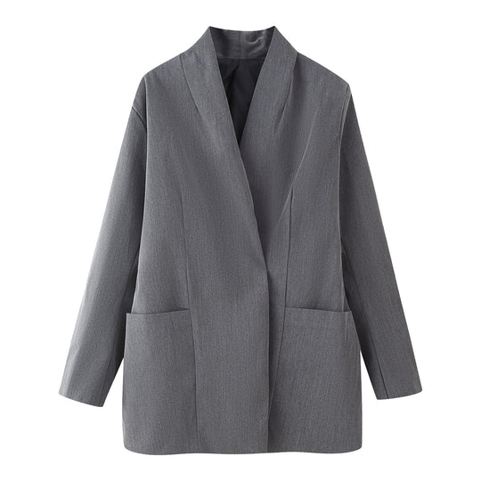 Damen elegante Blazerjacke mit Taschen und modernem Schnitt EB