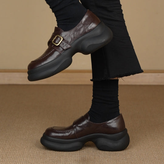 Damen Mokassins mit elegante Schnalle und komfortabler Plattformsohle EB