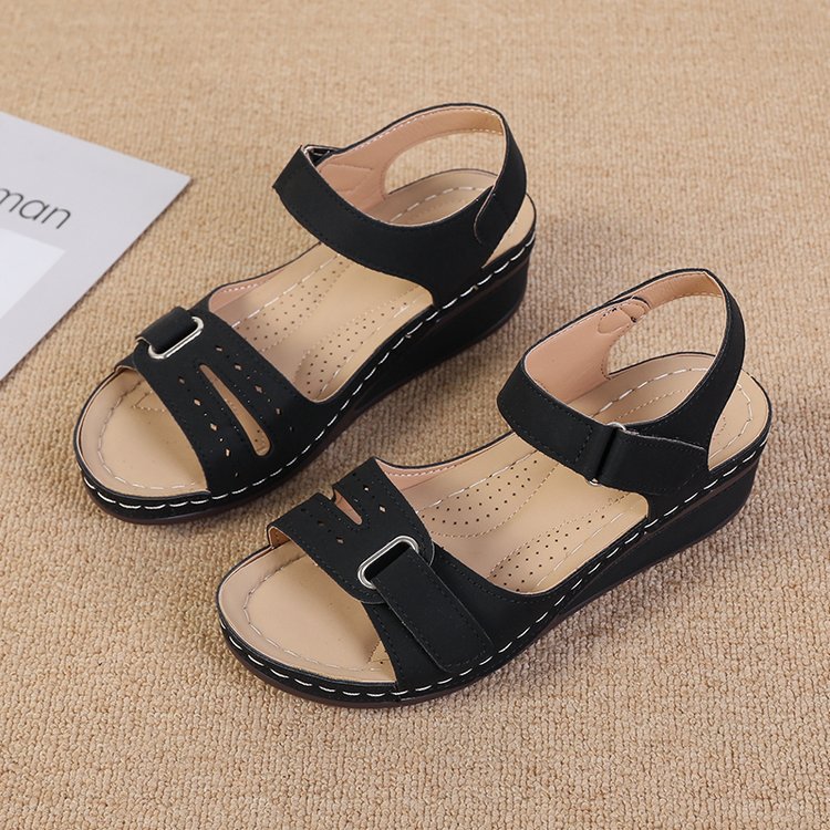 Damen Komfortable Keilsandalen mit verstellbaren Riemen und ergonomischem Fußbett EB