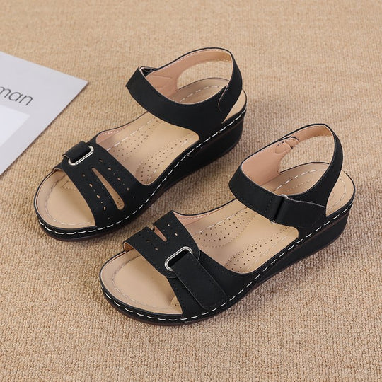 Damen Komfortable Keilsandalen mit verstellbaren Riemen und ergonomischem Fußbett EB