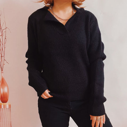 Damen lässiger Pullover mit modernem Rippdesign EB