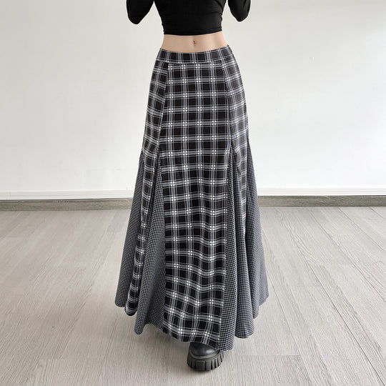 Damen Maxirock mit modernem Karomuster und eleganter Schlitzgestaltung EB