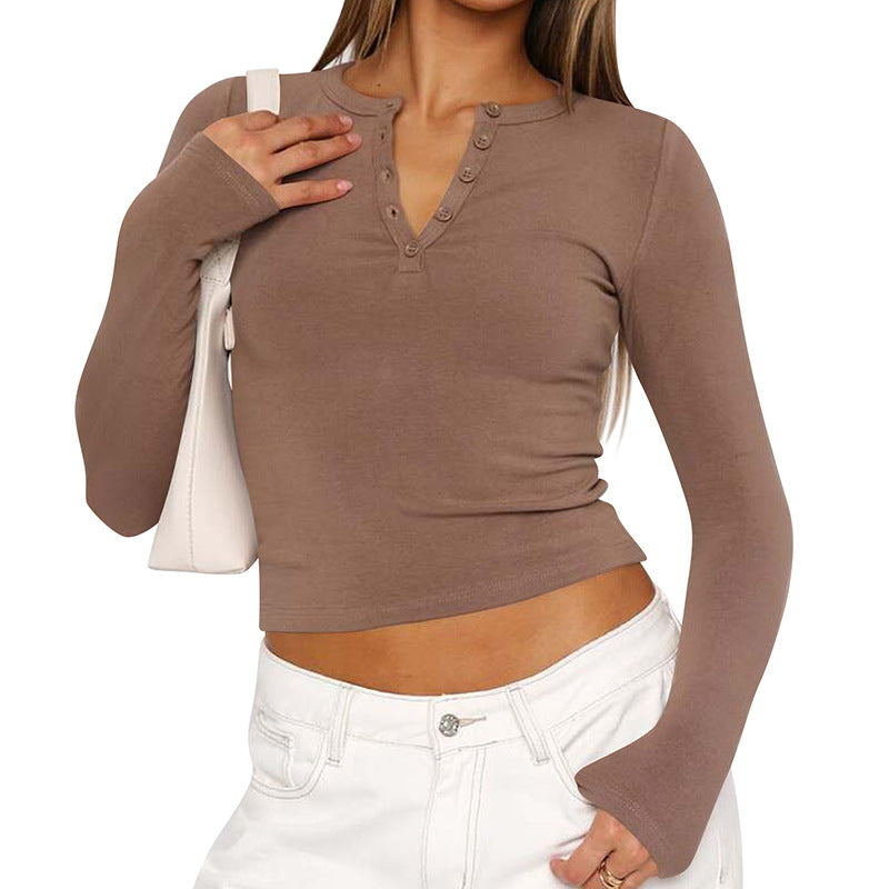 Damen Langarm-Hemd mit Knopfleiste und schmalem Schnitt EB