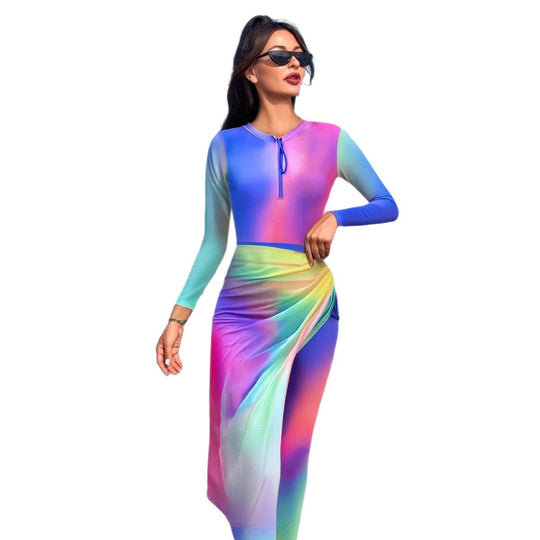 Damen modischer Langarm-Surfsuit mit Wickeloptik EB