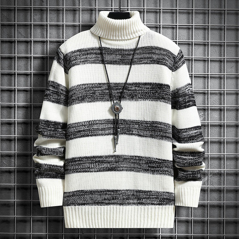 Herren hochgeschlossener gestreifter Pullover EB