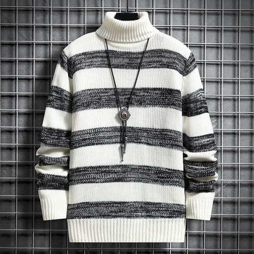 Herren hochgeschlossener gestreifter Pullover EB