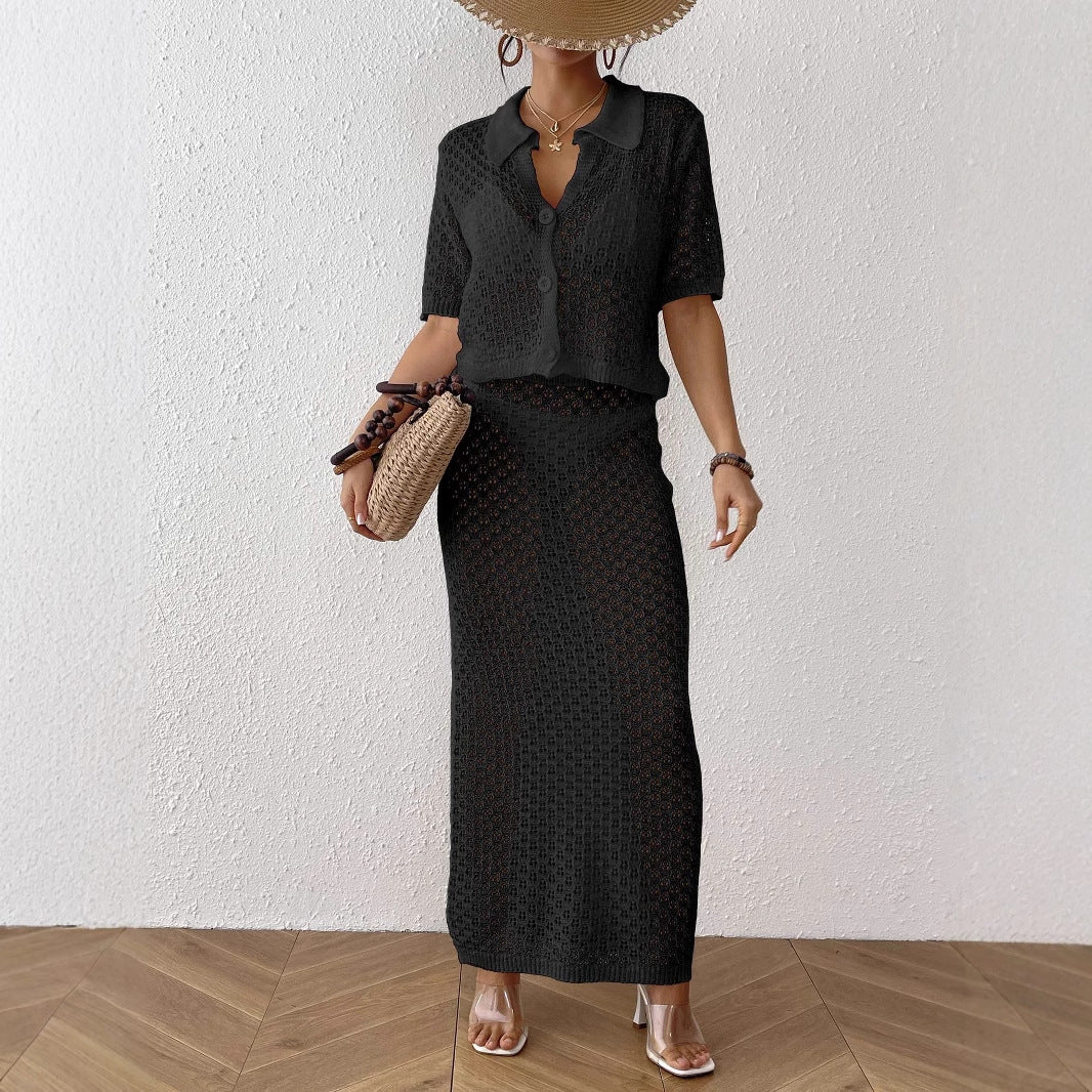 Damen lässiger Häkel-Overal mit Knopfdesign EB