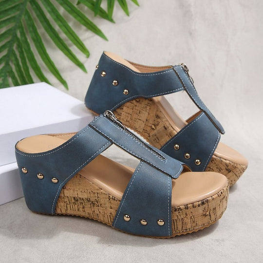 Damen Wedge-Sandaletten mit stilvollem Riemendesign EB