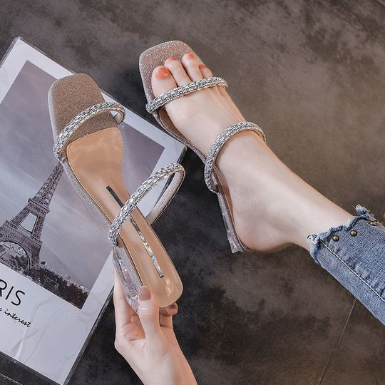 Damen Glitzernde Sandalen mit transparentem Absatz EB