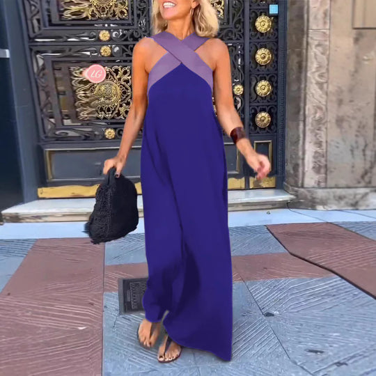 Damen Langes Maxikleid mit Cross-Over-Trägern und elegantem Schnitt EB