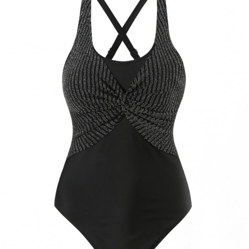 Damen Einteiler Badeanzug mit elegantem Wickeldesign EB
