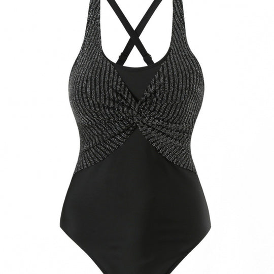 Damen Einteiler Badeanzug mit elegantem Wickeldesign EB