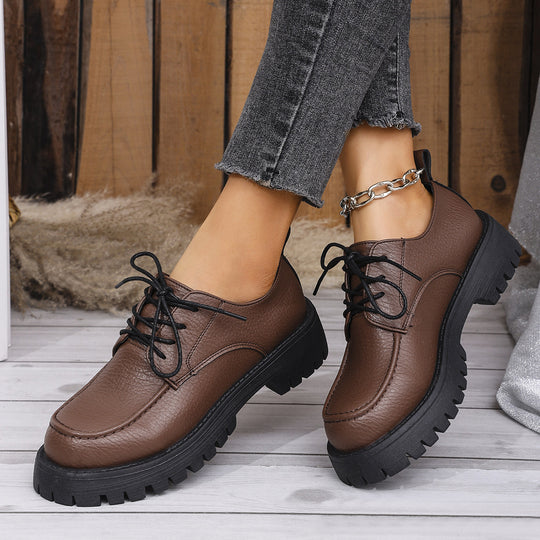 Damen Retro-Look Schnürschuhe mit rutschfester Profilsohle EB