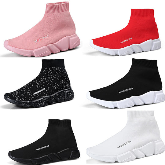 Damen Komfortable Slip-On Sneakers mit hohem Strickdesign EB
