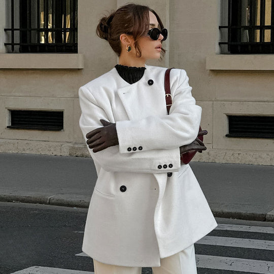 Damen Trendiger Oversized Blazer mit doppelter Knopfleiste EB