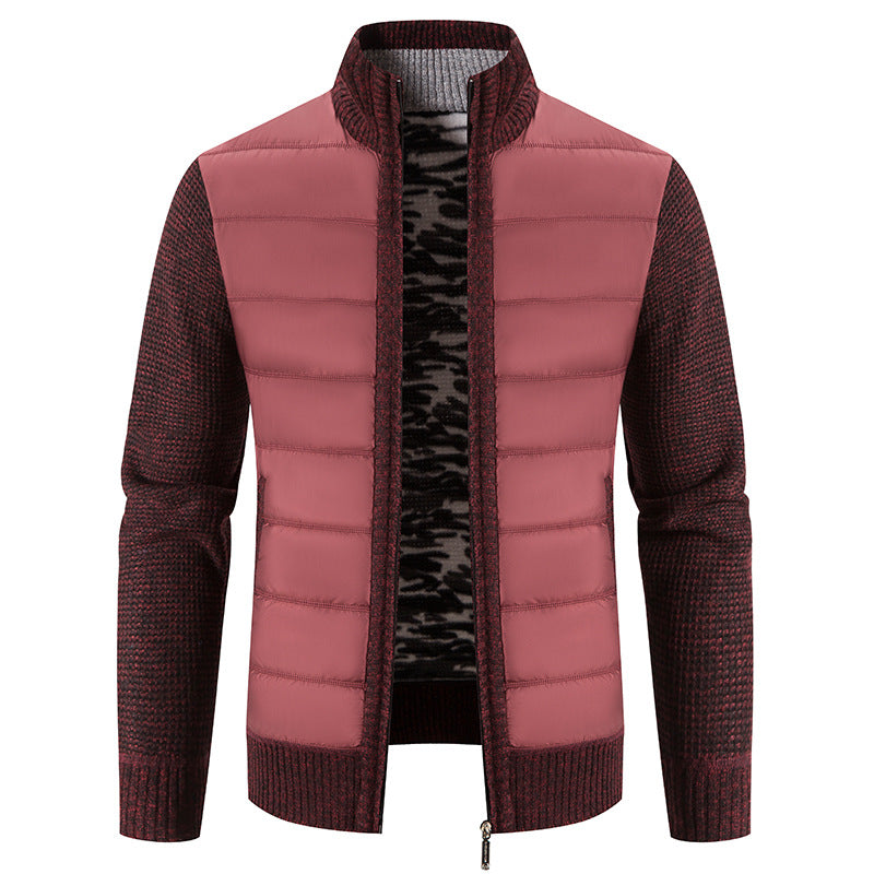Herren nan Hybrid-Strick-Steppjacke mit wattierter Front, ergonomischen Strickärmeln und hohem Stehkragen EB
