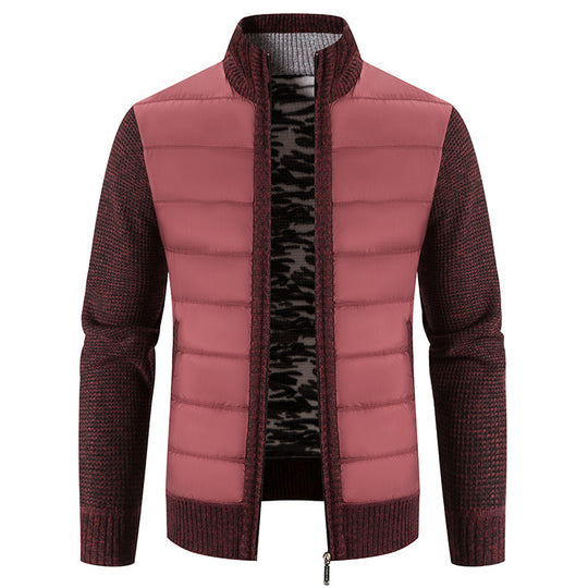 Herren nan Hybrid-Strick-Steppjacke mit wattierter Front, ergonomischen Strickärmeln und hohem Stehkragen EB
