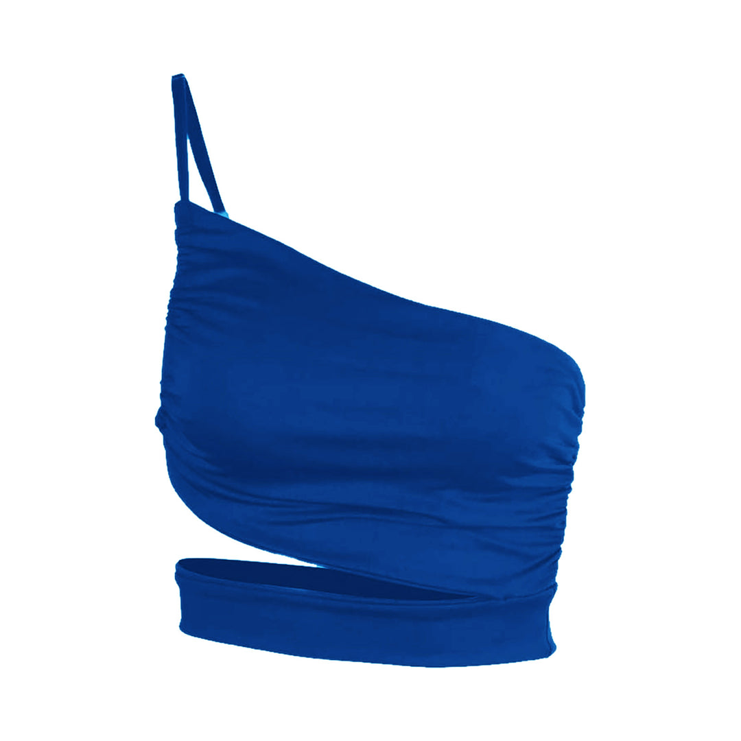 Damen asymmetrisches Crop-Top mit elegantem Wickeldesign EB