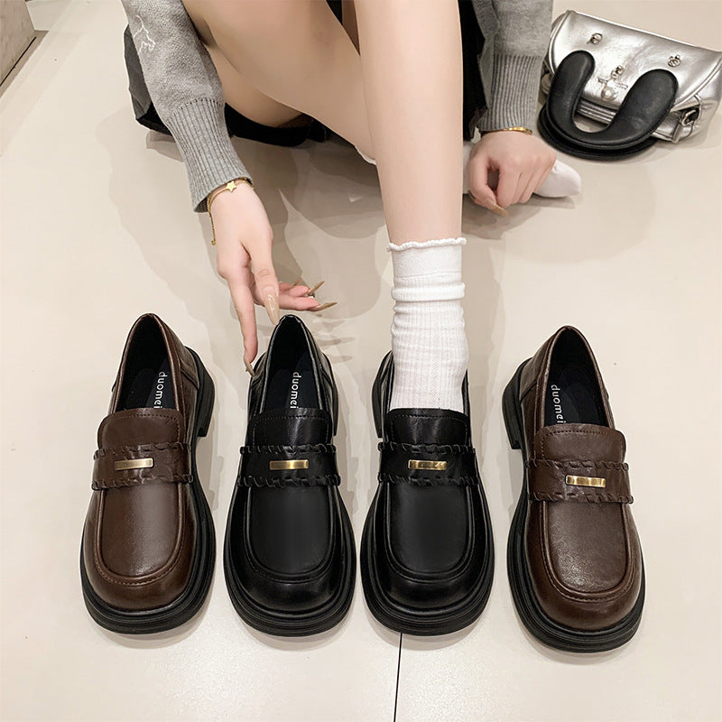 Damen modische Loafers mit stabiler Plateausohle und eleganter Schnalle EB