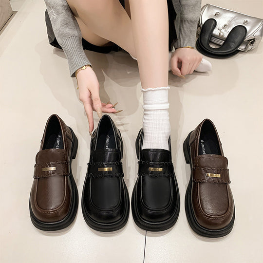 Damen modische Loafers mit stabiler Plateausohle und eleganter Schnalle EB
