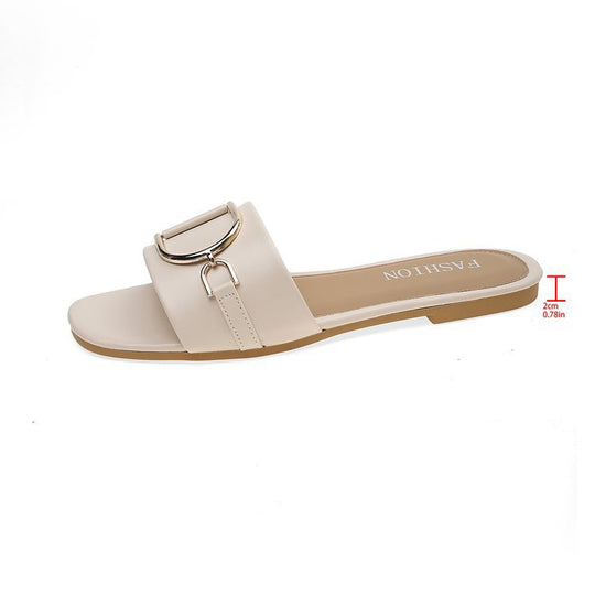 Damen modische flache Pantoletten mit elegantem Schnallenakzent EB