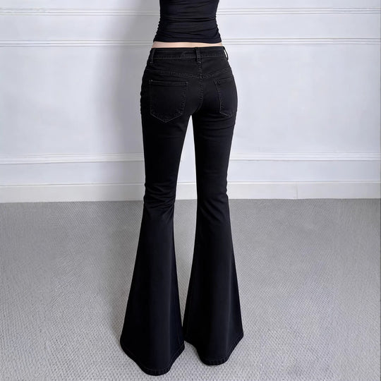 Damen Hochtaillierte Flared Jeans mit praktischen Taschen EB